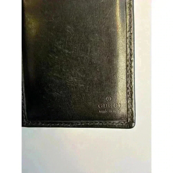 GUCCI Black Leather‎ Long Folded Wallet With Button Closure. Vintage, Classic - Picture 9 of 16